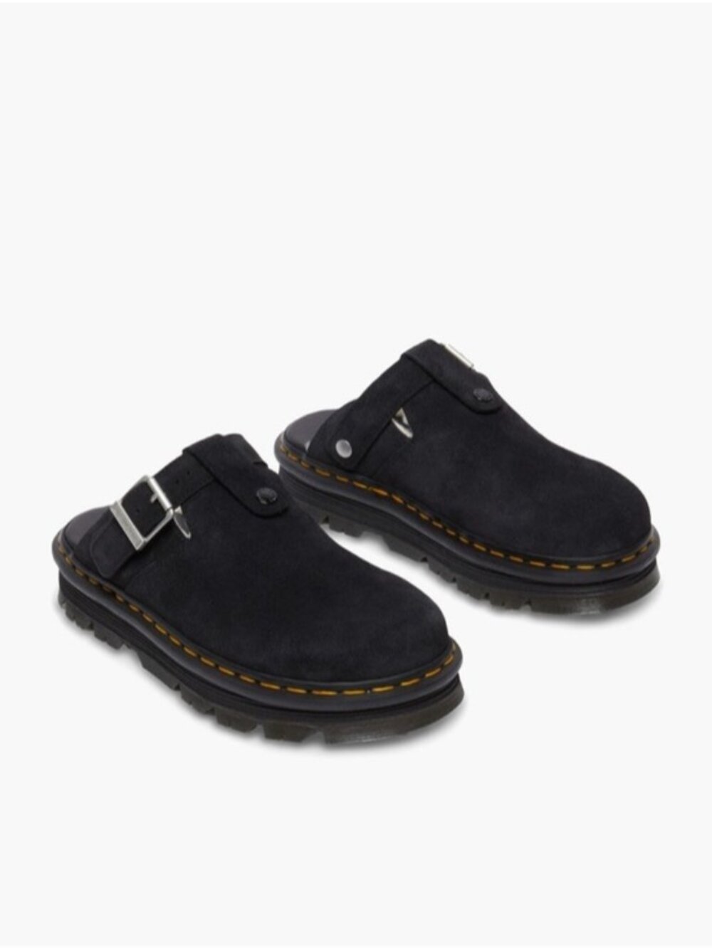 Dr. Martens Zebzag Suede Fleece-Lined Platform Mules.